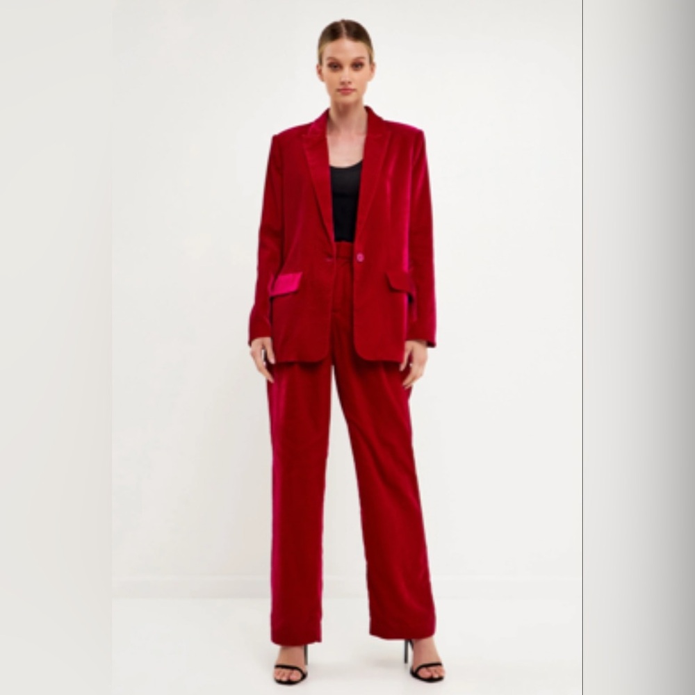 Endless Rose Matte Velvet Fuchsia Pink Blazer NWT Size L